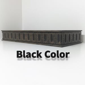 Wooden Floating Shelf – Solid Wood Wall Shelf with Greek Key Carved Detail, Rustic Farmhouse Floating Storage, Decorative Wall Mounted Shelf image 5