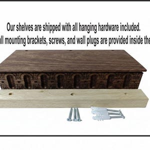 Wooden Floating Shelf – Solid Wood Wall Shelf with Greek Key Carved Detail, Rustic Farmhouse Floating Storage, Decorative Wall Mounted Shelf image 17