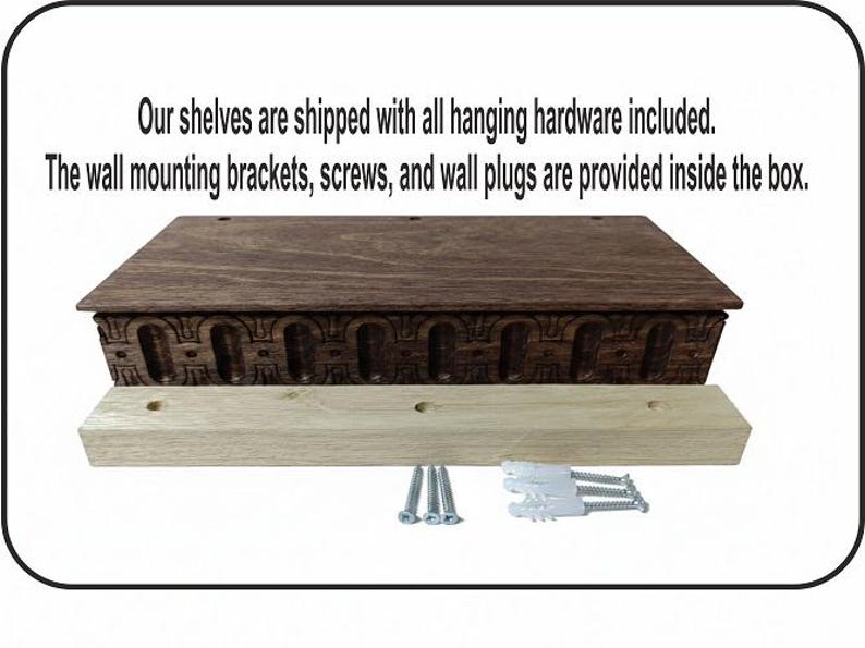 Wooden Floating Shelf – Solid Wood Wall Shelf with Greek Key Carved Detail, Rustic Farmhouse Floating Storage, Decorative Wall Mounted Shelf image 17