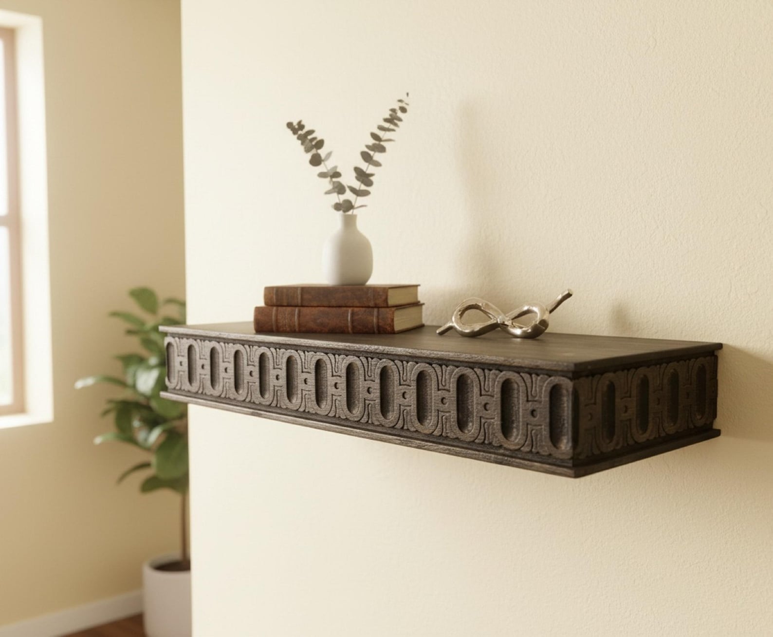 Wooden Floating Shelf – 24x5 inc-60x13 cm, Model 1 - Walnut
