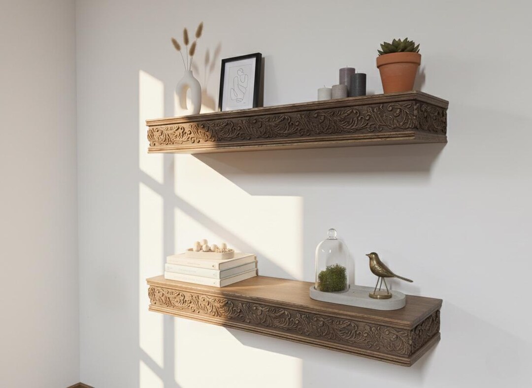 Handcrafted Shelf Rustic Hand Carved Wooden Wall Shelf – Handmade Floating Shelf - Etsy