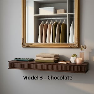 Wooden Floating Shelf – Solid Wood Wall Shelf with Greek Key Carved Detail, Rustic Farmhouse Floating Storage, Decorative Wall Mounted Shelf image 7