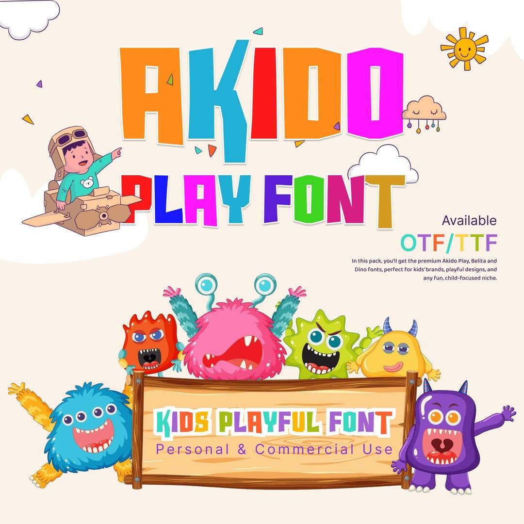 Kawaii Kids Fonts Bundle – Cute Playful Childrens Handwriting Fonts for ...