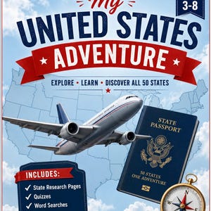 My United States Adventure | 50 States Workbook | Geography Curriculum | Printable PDF | State Study Unit | Elementary & Middle School