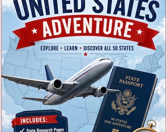 My United States Adventure | 50 States Workbook | Geography Curriculum | Printable PDF | State Study Unit | Elementary & Middle School