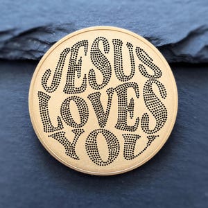 Engraved Brass Jesus Loves You Coin: Custom Bible Verse Pocket Token, Christmas Gift
