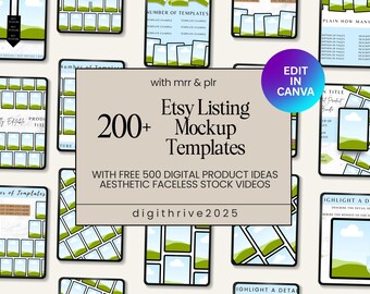 Plus de 200 modèles de maquettes Etsy Canva Bundle DPP MRR produits numériques