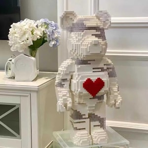 Giant Size Light up 1000% White Bear in Bricks - Inspired by Bearbrick