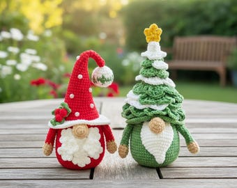 Wzór szydełkowy na krasnala bożonarodzeniowego, samouczek robienia amigurumi na święta, uroczy prezent świąteczny, świąteczne wzory szydełkowe, zimowy wzór szydełkowy