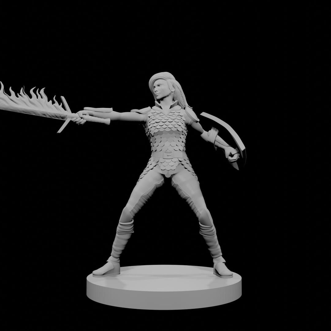 Mini Female RPG Miniature: Female Fighter With Scale Armor - Unpainted Resin - Etsy