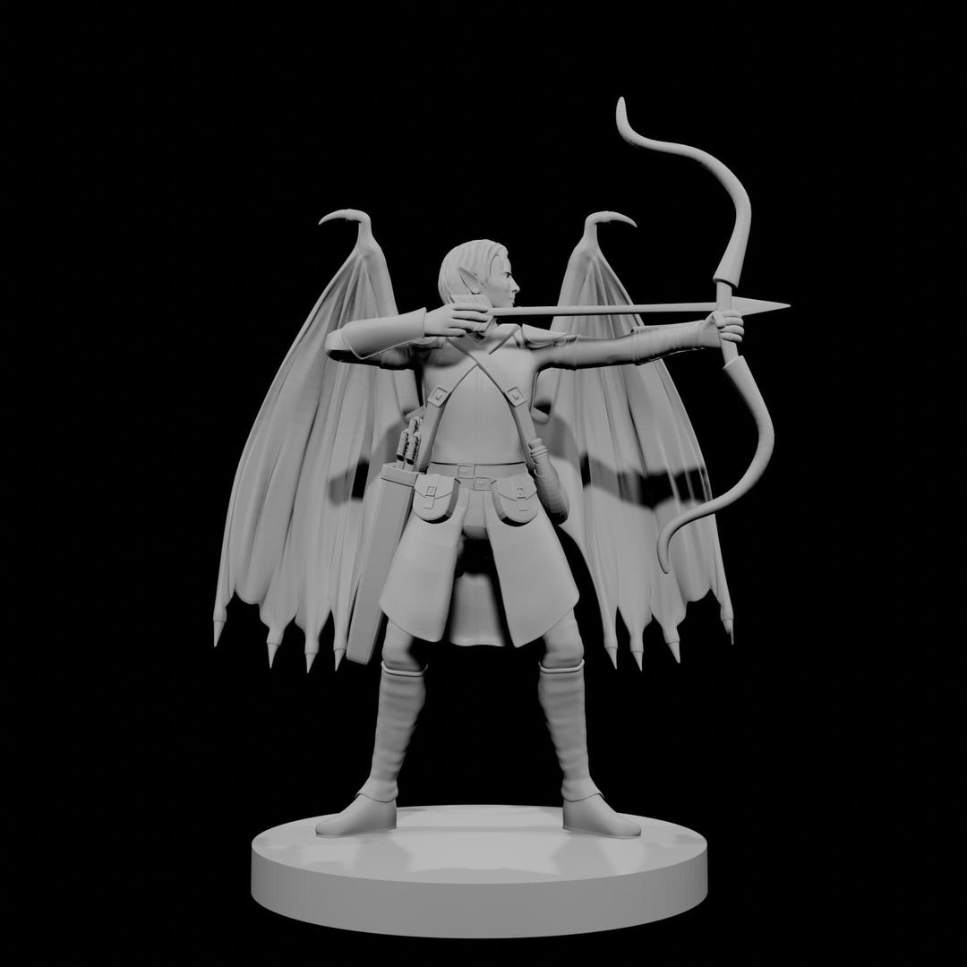 Draconic Winged Elf Ranger Miniature - Unpainted Tabletop Figure - Etsy