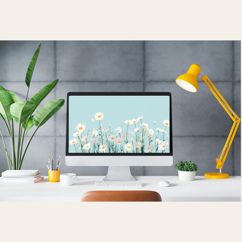 Daisy Desktop Wallpaper, Pastel Blue Flower Laptop Background, Spring ...