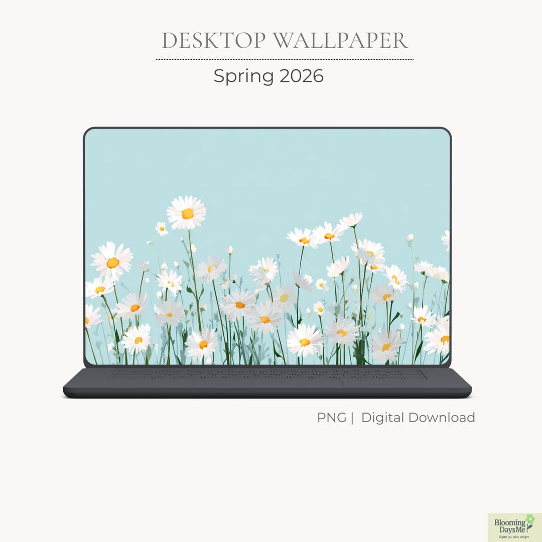 Daisy Desktop Wallpaper, Pastel Blue Flower Laptop Background, Spring