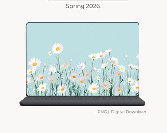Gänseblümchen Desktop Hintergrund, Pastell Blaue Blume Laptop Hintergrund, Frühling Hintergrund, Download