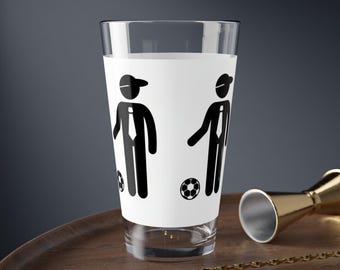 Regalo para padrinos de boda. Vaso de cerveza con temática de fútbol de 16 oz. Perfecto para amantes de los deportes. Gracias. Regalo único de bar para fanáticos del fútbol. Ideal para bodas.
