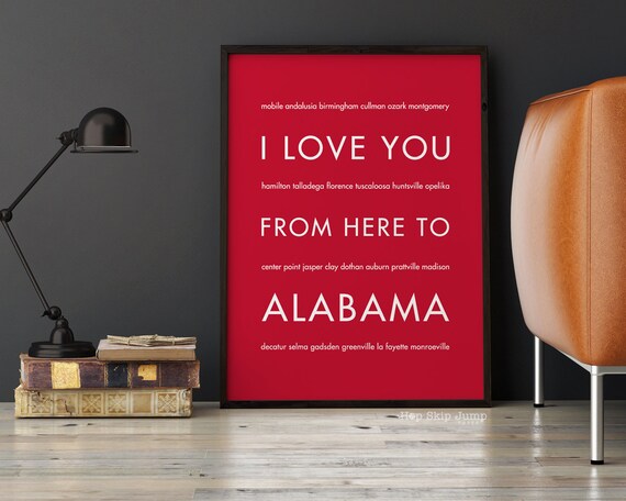 Alabama Art Print Bama Gift Roll Tide Poster Auburn Dorm Etsy