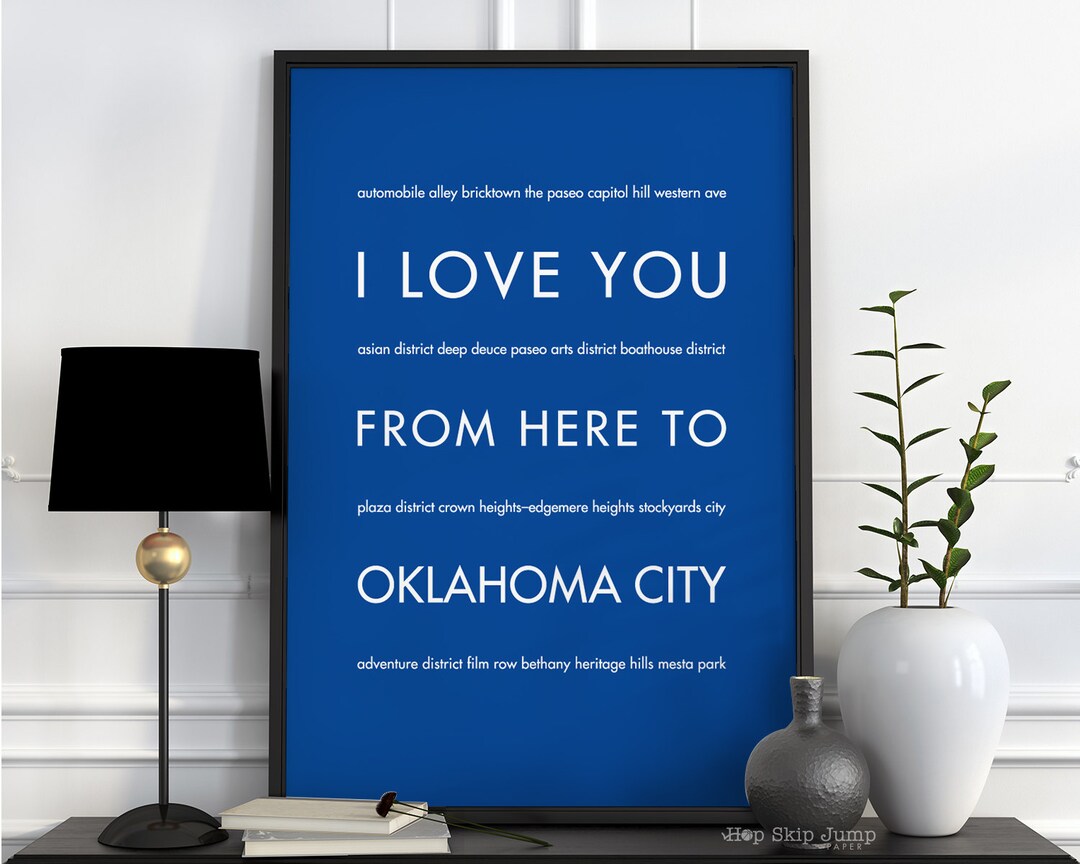 Oklahoma City Print OKC Poster Home Decor Gift Idea I Love Etsy