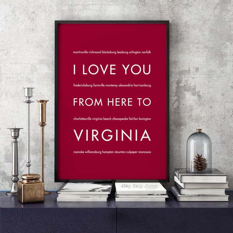 Virginia State Print Virginia Tech Virginia Poster Virginia Etsy