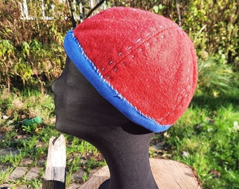 Birka Viking Hat in wool and linen – red and blue  - size 59cm - Reenactment . Viking . LARP . Living History