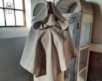 Skjoldehamn hood in unbleached and undyed linen