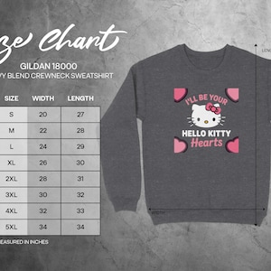 Hello Kitty Crewneck Sweatshirt, I'll Be Your Hello Kitty Hearts Graphic Sweatshirt, Kawaii Cute Hello Kitty Clothing, Cozy Sweater