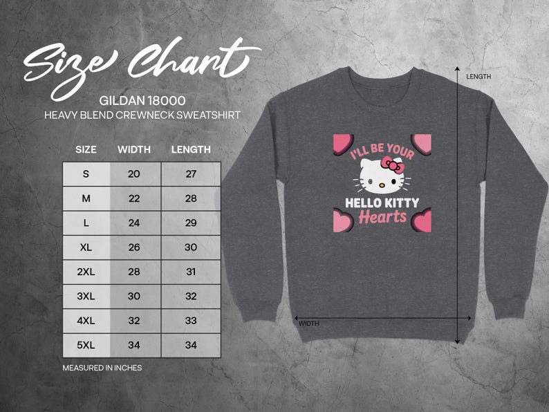 Hello Kitty Crewneck Sweatshirt, I'll Be Your Hello Kitty Hearts Graphic Sweatshirt, Kawaii Cute Hello Kitty Clothing, Cozy Sweater