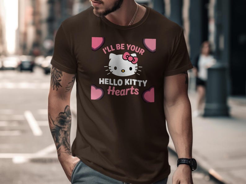 I'll Be Your Hello Kitty Hearts Shirt, Cute Hello Kitty Graphic Tee, Valentine's Day Shirt, Adorable Hello Kitty Gift