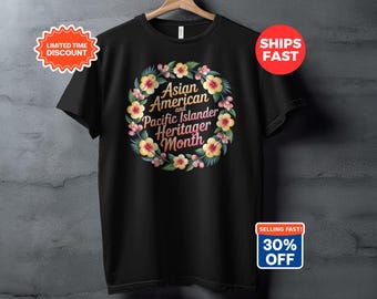 AAPI Heritage Month Floral Wreath T-Shirt, Cultural Pride Tee, May Celebration Shirt