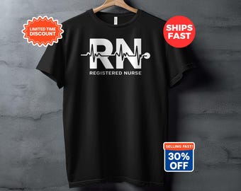 RN Registered Nurse EKG Heartbeat T-Shirt, Medical Professional Healthcare Tee