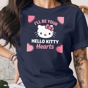 I'll Be Your Hello Kitty Hearts T-Shirt, Cute Hello Kitty Graphic Tee, Womens Kawaii Top, Valentine's Day Shirt, Casual Outfit