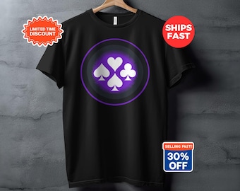Purple Playing Card Suits T-Shirt, Abstract Poker Game Graphic Tee