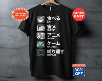 Eat Sleep Anime Gaming Repeat T-Shirt, Otaku Gift