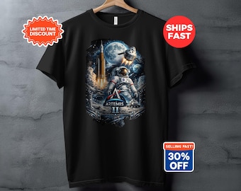 Artemis II Mission T-Shirt, Astronaut Space Exploration Tee, SLS Rocket Lunar Journey Apparel