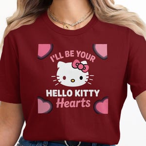 Hello Kitty Hearts Shirt, Womens Cute Graphic Tee, I'll Be Your Hello Kitty T-Shirt, Kawaii Cat Valentines Day Gift