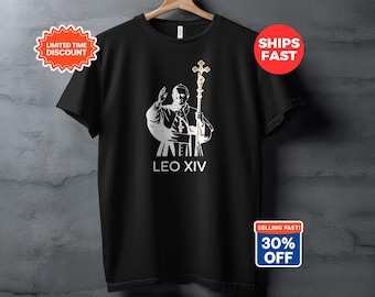 Pope Leo XIV Stylized Portrait T-Shirt, Catholic Christian Art, Spiritual Religious Apparel
