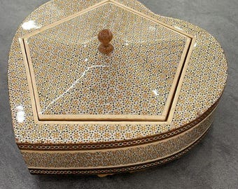 Handmade Persian Khatam Wooden Box – Jewelry, Accessories & Chocolate Storage Container-Housewarming gif—gift for her (21x21cm)