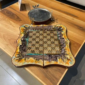Luxury Handmade Persian Backgammon Set with leather carrying bag-Walnut Wood Khatam Inlay-Elegant Gift for Him-Gift for him-her(50x50cm)