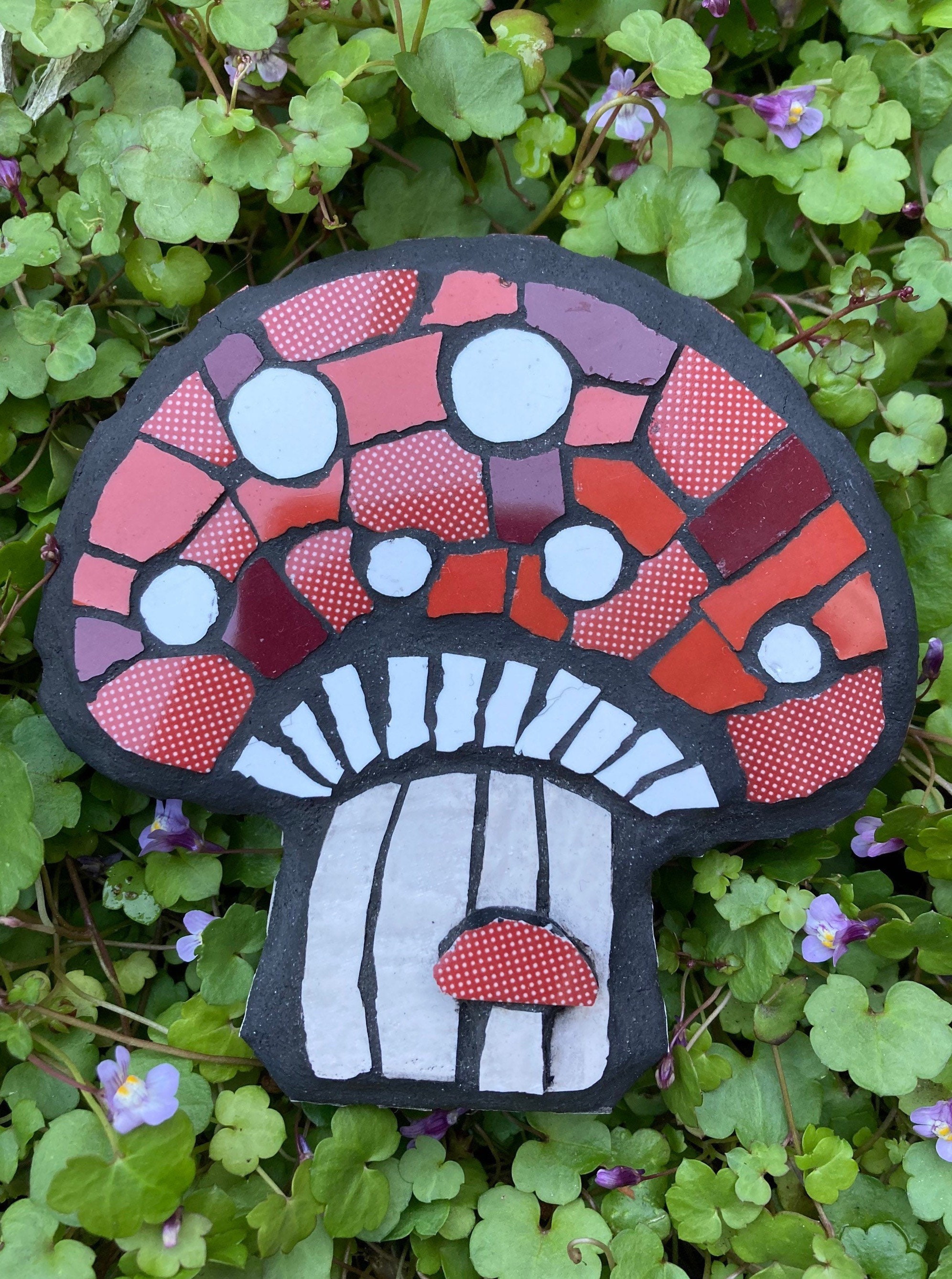 Torn Construction Paper Mosaic Mushroom Art