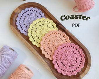 Patrón para posavasos de flores a crochet – Fácil de hacer para principiantes (Descarga instantánea)