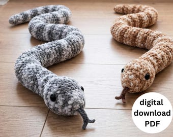 Crochet Snake Pattern | Snake Plushie Amigurumi | Chunky Yarn Crochet Toy PDF | Beginner Friendly Pattern, Fathers day gift