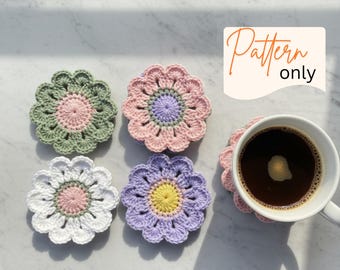 10 Petal Flower Crochet Coaster PATTERN – Easy DIY Beginner Friendly (Instant Download)