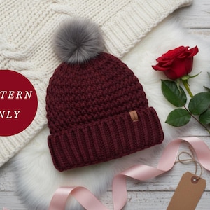 Patrón de gorro de ganchillo – Patrón digital en PDF para gorro acanalado Riley, gorro de Navidad.