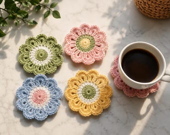 10 Petal Flower ,Crochet Coaster ,PATTERN , Easy DIY ,Beginner Friendly ,Instant Download,Fathers day gift