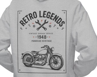 Panhead motorcykelhuvtröja vintage V Twin biker-tröja retro garage-stil