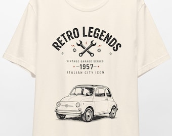 Camiseta Fiat 500: Camiseta con gráfico de coche urbano italiano vintage
