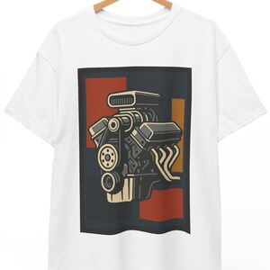 Camiseta con motor V8 sobrealimentado: Camiseta gráfica de motor de coche clásico