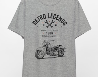Shovelhead Motorcycle T Shirt 1966 Vintage Harley Biker Tee Classic Rider Gift