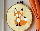 Retro fox cross stitch pattern download pdf cute, small, easy, modern design that is great for beginners  by Mid-Century Maude