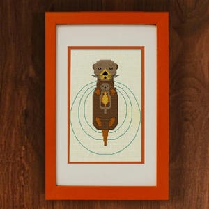 Seeotter Kreuzstichmuster | Mutter & Baby PDF Download | von Mid-Century Maude