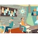Mid Century Modern Cocktail Lounge Art Print Poster Retro style 1960s Large size